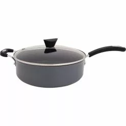 Stone Earth 5.3 qt. Aluminum Ceramic Nonstick Sauce Pan in Granite Gray with Glass Lid by Ozeri -Cookware Sales Shop ozeri sauce pans zp8 5l 4f 1000