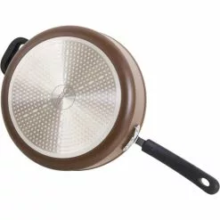 Stone Earth 5.3 qt. Aluminum Ceramic Nonstick Sauce Pan in Coconut Brown with Glass Lid by Ozeri -Cookware Sales Shop ozeri sauce pans zp9 5l 76 1000