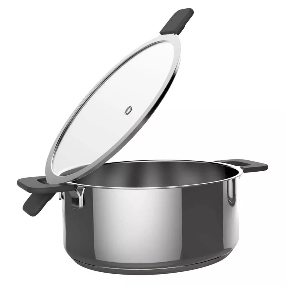 6-Piece Stainless Steel Inductive Pot Set with Straining and Hands-Free Glass Lids by Ozeri 6 6-Piece Stainless Steel Inductive Pot Set with Straining and Hands-Free Glass Lids by Ozeri - Image 4