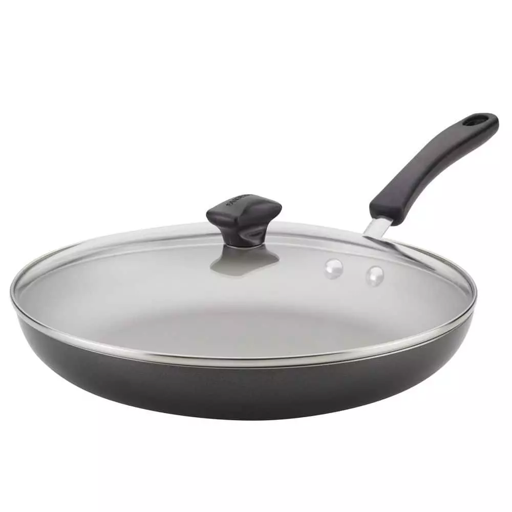Cook Start 12 .25 in. Aluminum Diamond Max Non-Stick Skillet Pewter with Lid by Farberware 3 Cook Start 12 .25 in. Aluminum Diamond Max Non-Stick Skillet Pewter with Lid by Farberware