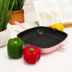 Neo11 in. Cast Iron Square Pink Grill Pan by BergHOFF -Cookware Sales Shop pink berghoff grill pans 2211073 31 1000