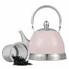 4 Cups Pink Stainless Steel Tea Kettle Teapot with Folding Handle, Removable Infuser Basket for Tea Bag Loose Tea Leaves by Creative Home -Cookware Sales Shop pink creative home tea kettles 11311 64 1000