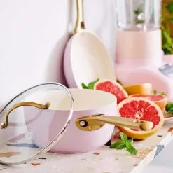 Reserve 10-Piece Hard Anodized Aluminum Ceramic Nonstick Cookware Pots and Pans Set in Pink by GreenPan -Cookware Sales Shop pink greenpan pot pan sets cc002445 001 1f 1000