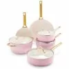 Reserve 10-Piece Hard Anodized Aluminum Ceramic Nonstick Cookware Pots and Pans Set in Pink by GreenPan