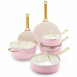 Reserve 10-Piece Hard Anodized Aluminum Ceramic Nonstick Cookware Pots and Pans Set in Pink by GreenPan