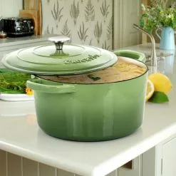 Artisan 7 qt. Round Cast Iron Nonstick Dutch Oven in Pistachio Green with Lid by Crock-Pot 7 Artisan 7 qt. Round Cast Iron Nonstick Dutch Oven in Pistachio Green with Lid by Crock-Pot -Cookware Sales Shop pistachio green crock pot dutch ovens 985113366m 31 1000