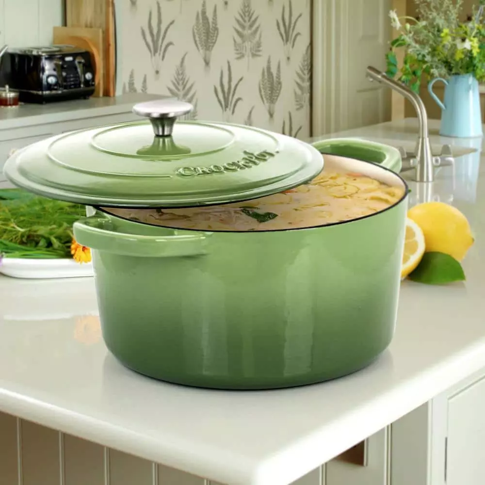 Artisan 7 qt. Round Cast Iron Nonstick Dutch Oven in Pistachio Green with Lid by Crock-Pot 5 Artisan 7 qt. Round Cast Iron Nonstick Dutch Oven in Pistachio Green with Lid by Crock-Pot - Image 3