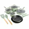 12-Piece Nonstick Aluminum Cookware Set in Pistachio with Silicone Handles by Unbranded -Cookware Sales Shop pistachio pot pan sets 985118604m 64 1000