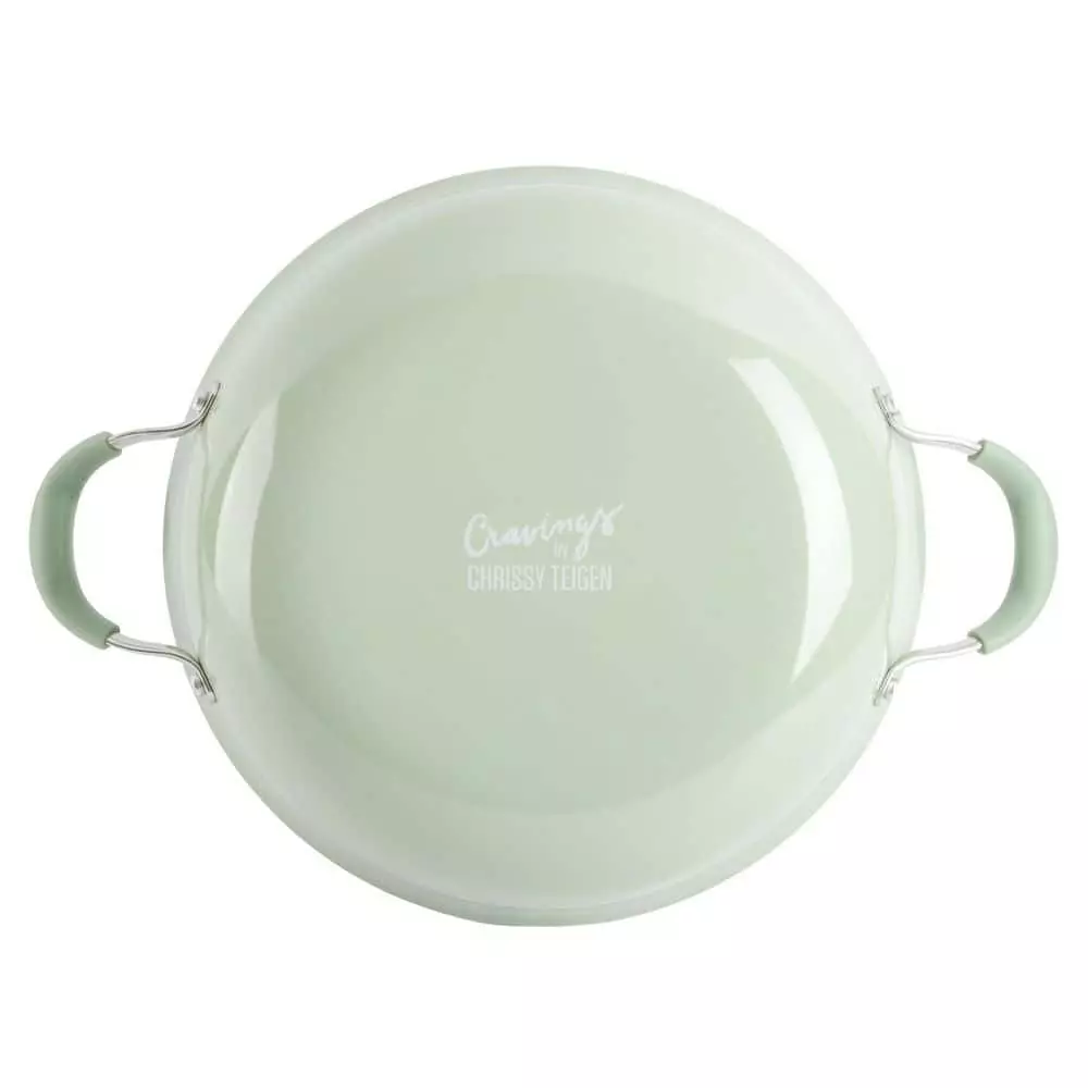 5 qt. Enameled Aluminum Everyday Pan in Pistachio With Silicone Handles by Unbranded 5 5 qt. Enameled Aluminum Everyday Pan in Pistachio With Silicone Handles by Unbranded - Image 3