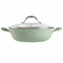 5 qt. Enameled Aluminum Everyday Pan in Pistachio With Silicone Handles by Unbranded 15 5 qt. Enameled Aluminum Everyday Pan in Pistachio With Silicone Handles by Unbranded -Cookware Sales Shop pistachio unbranded saute pans 985118624m c3 1000