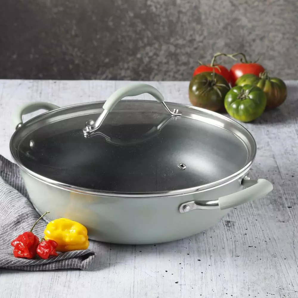 5 qt. Enameled Aluminum Everyday Pan in Pistachio With Silicone Handles by Unbranded 12 5 qt. Enameled Aluminum Everyday Pan in Pistachio With Silicone Handles by Unbranded - Image 10