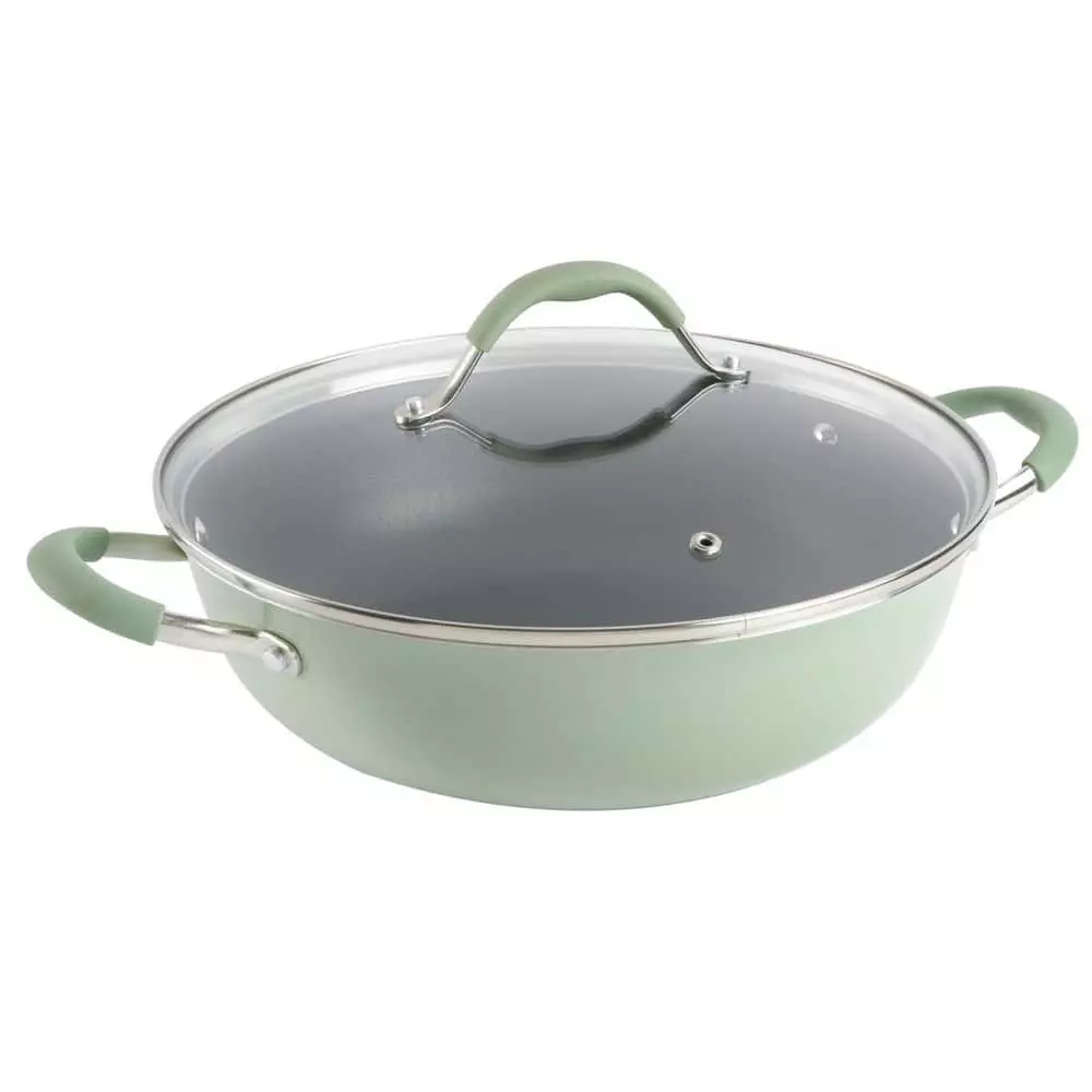 5 qt. Enameled Aluminum Everyday Pan in Pistachio With Silicone Handles by Unbranded 10 5 qt. Enameled Aluminum Everyday Pan in Pistachio With Silicone Handles by Unbranded - Image 8