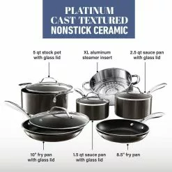 10-Piece Cast-Textured Aluminum Ti-Ceramic Nonstick Cookware Set in Platinum by Gotham Steel 12 10-Piece Cast-Textured Aluminum Ti-Ceramic Nonstick Cookware Set in Platinum by Gotham Steel -Cookware Sales Shop platinum gotham steel pot pan sets 7042 4f 1000