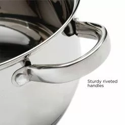 Pure Intentions 5 qt. Round Stainless Steel Dutch Oven in Polished Stainless Steel with Glass Lid by Ecolution -Cookware Sales Shop polished stainless steel ecolution dutch ovens estl 4505 44 1000