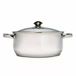 Pure Intentions 5 qt. Round Stainless Steel Dutch Oven in Polished Stainless Steel with Glass Lid by Ecolution