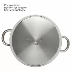 Pure Intentions 5 qt. Round Stainless Steel Dutch Oven in Polished Stainless Steel with Glass Lid by Ecolution -Cookware Sales Shop polished stainless steel ecolution dutch ovens estl 4505 fa 1000