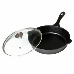 10 in. Glass Lid with Stainless Steel Knob for Skillet by Victoria 10 10 in. Glass Lid with Stainless Steel Knob for Skillet by Victoria -Cookware Sales Shop pot lids lid 482 1f 1000