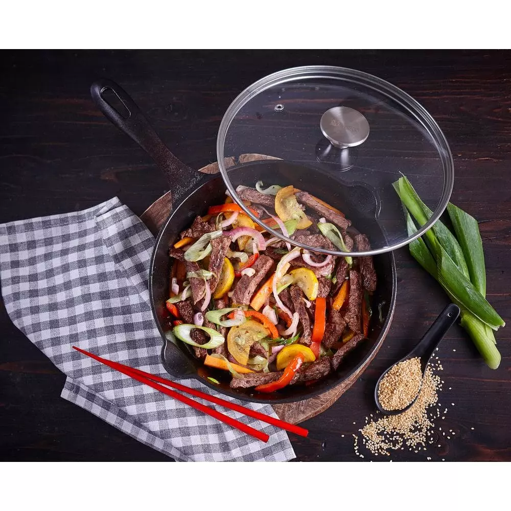 10 in. Glass Lid with Stainless Steel Knob for Skillet by Victoria 4 10 in. Glass Lid with Stainless Steel Knob for Skillet by Victoria - Image 2