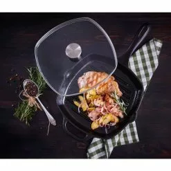 10 in. Glass Lid with Stainless Steel Knob for Grill Pan by Victoria 11 10 in. Glass Lid with Stainless Steel Knob for Grill Pan by Victoria -Cookware Sales Shop pot lids lid 485 44 1000