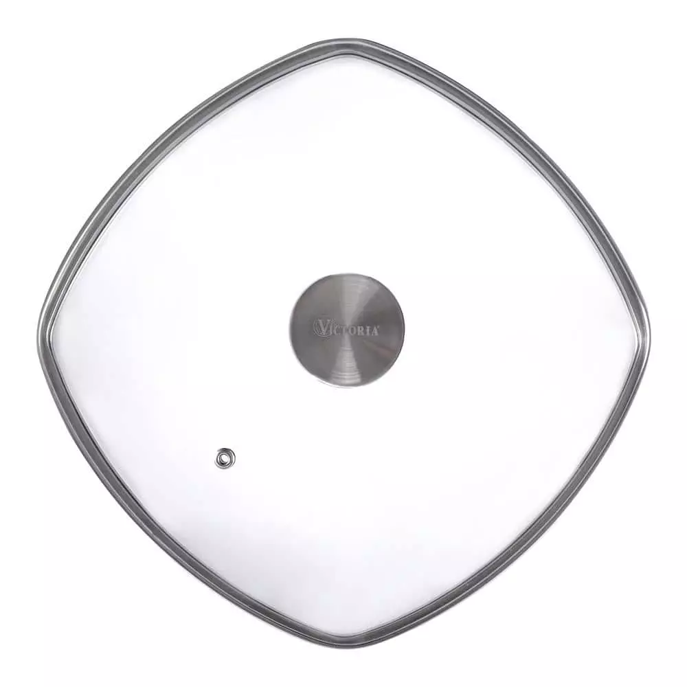 10 in. Glass Lid with Stainless Steel Knob for Grill Pan by Victoria 3 10 in. Glass Lid with Stainless Steel Knob for Grill Pan by Victoria