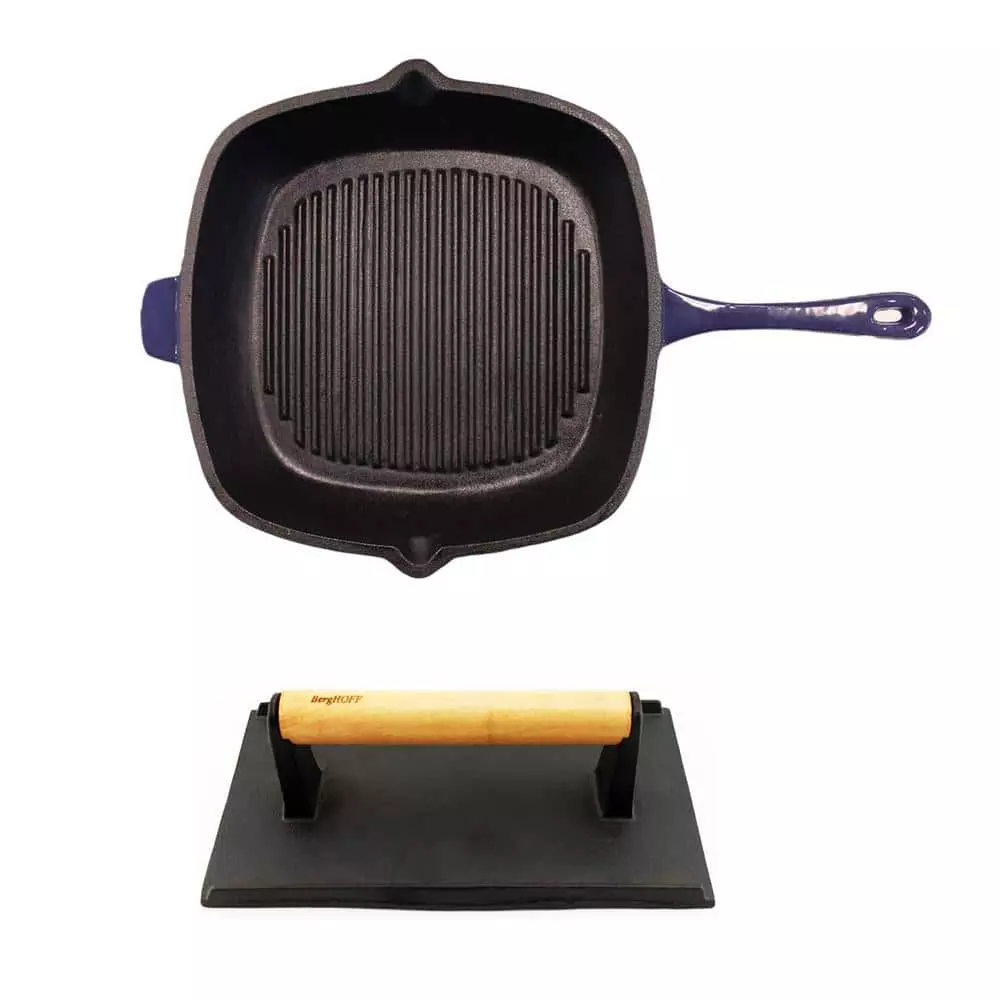 Neo 2-Piece Cast Iron Grill Pan Set by BergHOFF 3 Neo 2-Piece Cast Iron Grill Pan Set by BergHOFF