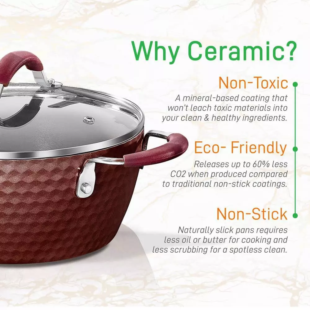 11 Pc Nonstick Diamond Pattern Kitchen Cookware Pot & Pan Set, Purple by NutriChef 6 11 Pc Nonstick Diamond Pattern Kitchen Cookware Pot & Pan Set, Purple by NutriChef - Image 4