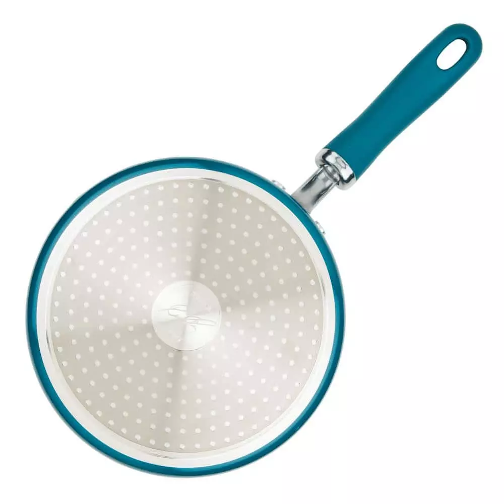 3 qt. Teal Create Delicious Aluminum Nonstick Straining Saucepan Shimmer by Rachael Ray 7 3 qt. Teal Create Delicious Aluminum Nonstick Straining Saucepan Shimmer by Rachael Ray - Image 5