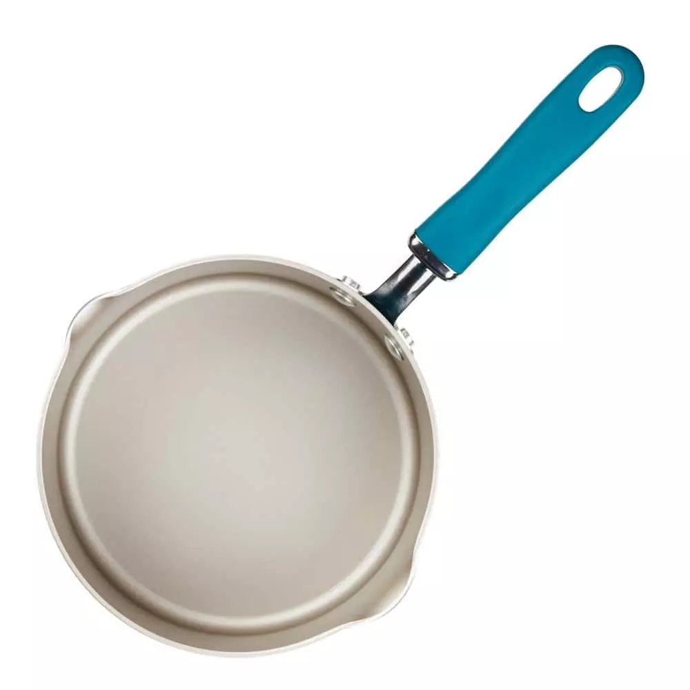3 qt. Teal Create Delicious Aluminum Nonstick Straining Saucepan Shimmer by Rachael Ray 5 3 qt. Teal Create Delicious Aluminum Nonstick Straining Saucepan Shimmer by Rachael Ray - Image 3