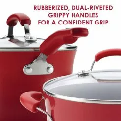 Classic Brights 0.75 qt. Aluminum Nonstick Sauce Pot in Cranberry Red Gradient by Rachael Ray -Cookware Sales Shop rachael ray sauce pans 14483 1f 1000