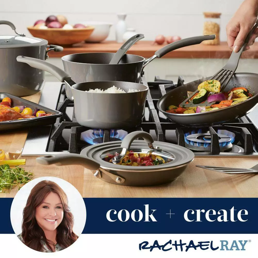Cook + Create 3-qt. Aluminum Nonstick Saucier Sauce Pan in Gray by Rachael Ray 8 Cook + Create 3-qt. Aluminum Nonstick Saucier Sauce Pan in Gray by Rachael Ray - Image 6