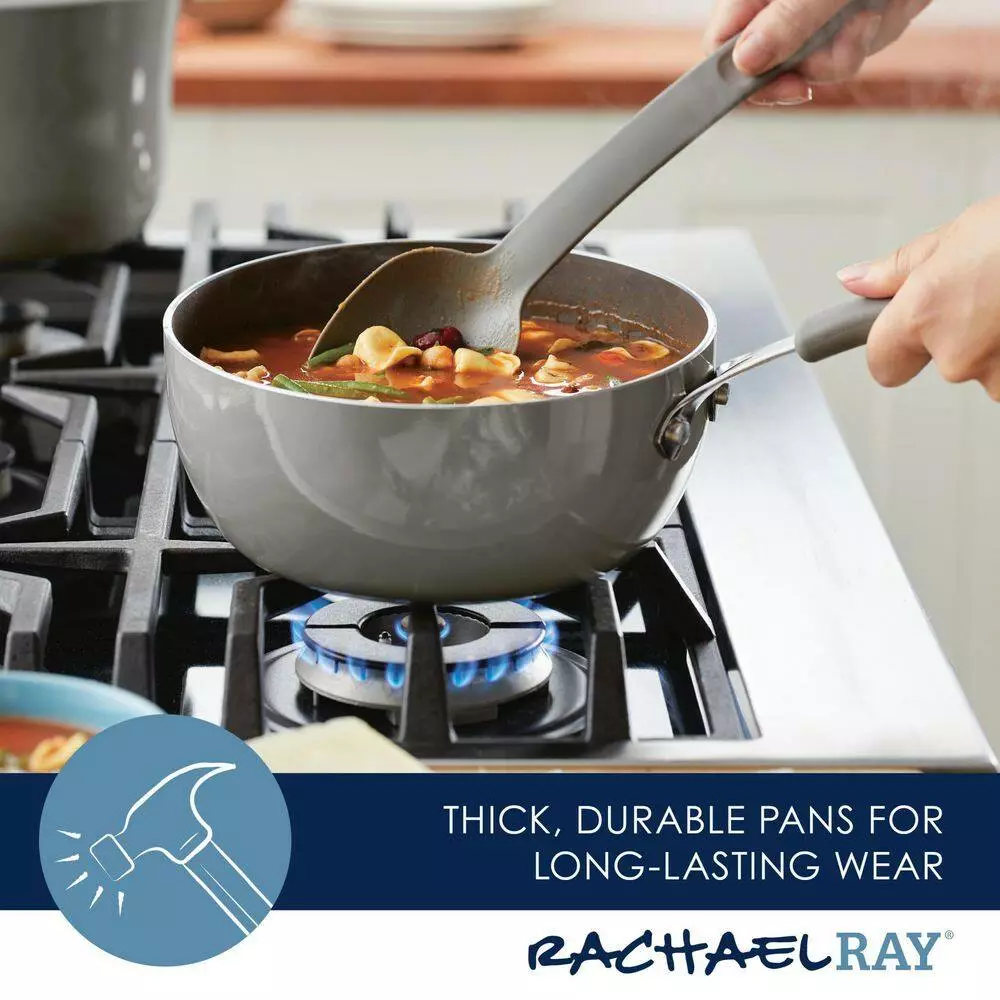 Cook + Create 3-qt. Aluminum Nonstick Saucier Sauce Pan in Gray by Rachael Ray 6 Cook + Create 3-qt. Aluminum Nonstick Saucier Sauce Pan in Gray by Rachael Ray - Image 4