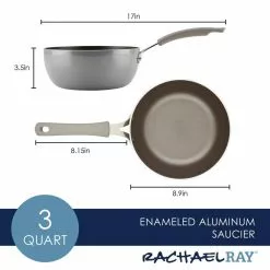 Cook + Create 3-qt. Aluminum Nonstick Saucier Sauce Pan in Gray by Rachael Ray 12 Cook + Create 3-qt. Aluminum Nonstick Saucier Sauce Pan in Gray by Rachael Ray -Cookware Sales Shop rachael ray sauce pans 14744 c3 1000