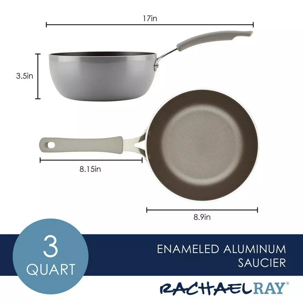 Cook + Create 3-qt. Aluminum Nonstick Saucier Sauce Pan in Gray by Rachael Ray 5 Cook + Create 3-qt. Aluminum Nonstick Saucier Sauce Pan in Gray by Rachael Ray - Image 3