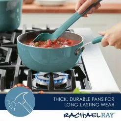Cook + Create 3-qt. Aluminum Nonstick Saucier Sauce Pan in Agave Blue by Rachael Ray -Cookware Sales Shop rachael ray sauce pans 14750 4f 1000