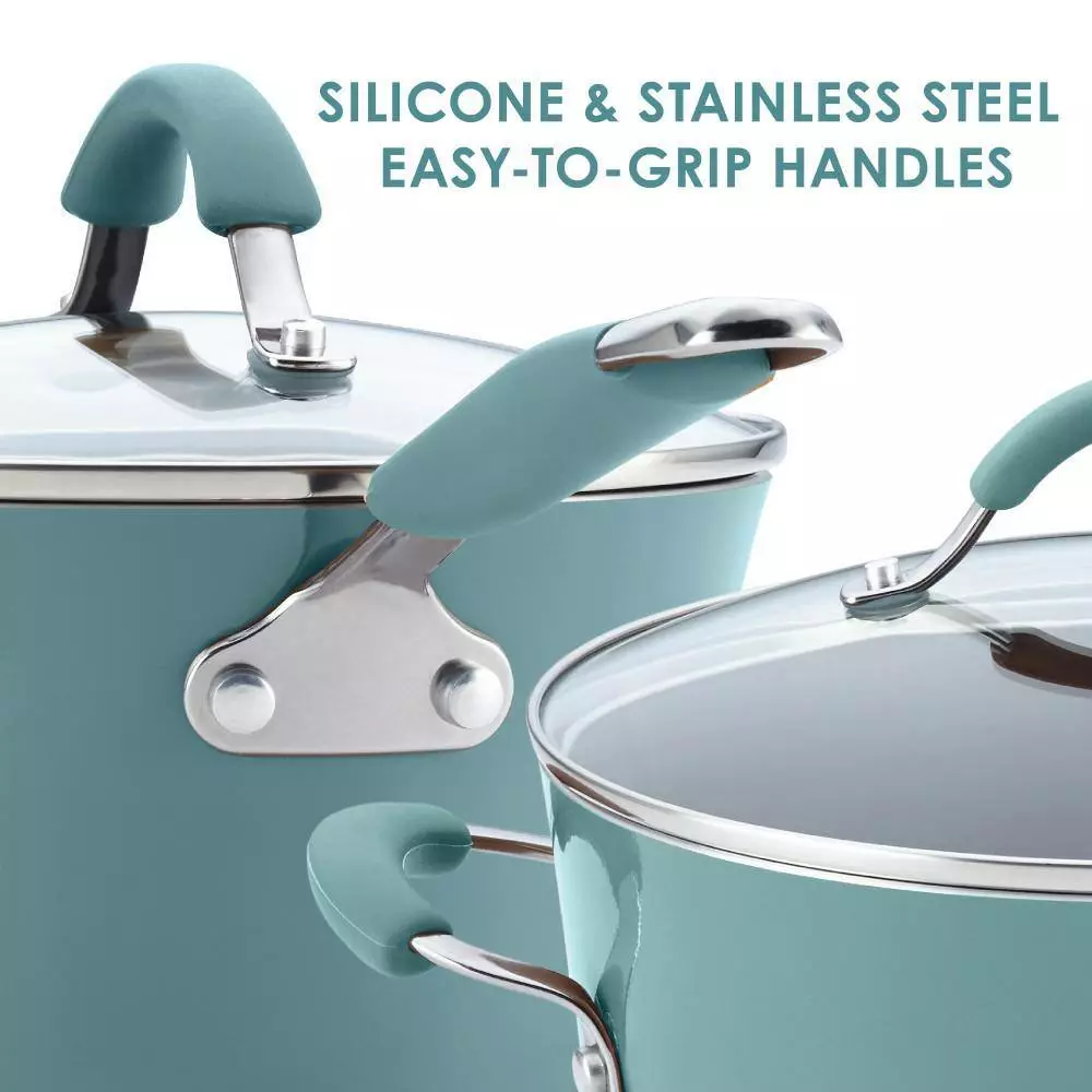 Cucina 0.75 qt. Aluminum Nonstick Saucier in Blue by Rachael Ray 6 Cucina 0.75 qt. Aluminum Nonstick Saucier in Blue by Rachael Ray - Image 4