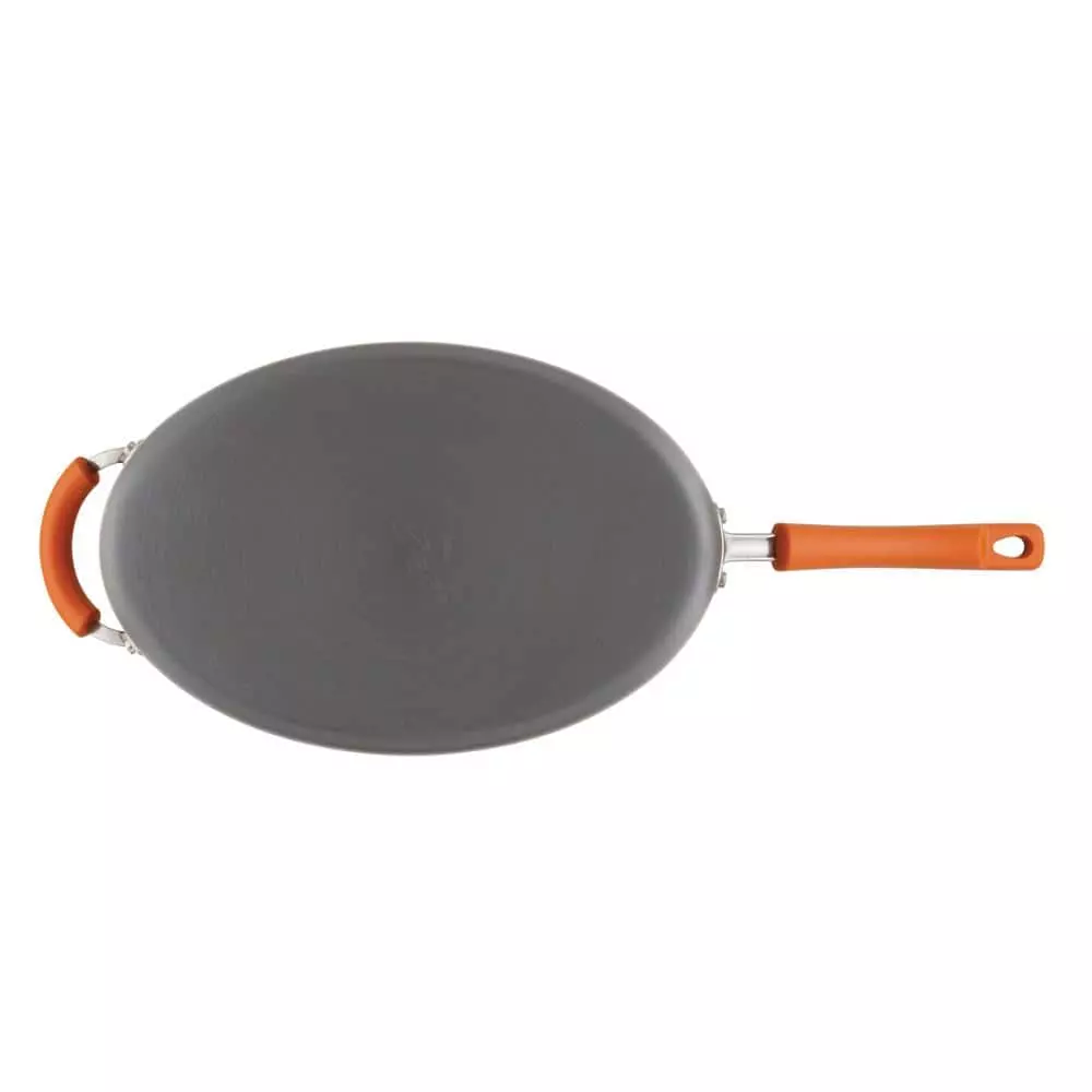 Classic Brights 5 qt. Hard-Anodized Aluminum Nonstick Saute Pan in Orange and Gray with Glass Lid by Rachael Ray 5 Classic Brights 5 qt. Hard-Anodized Aluminum Nonstick Saute Pan in Orange and Gray with Glass Lid by Rachael Ray - Image 3