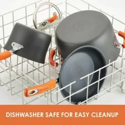 Classic Brights 5 qt. Hard-Anodized Aluminum Nonstick Saute Pan in Orange and Gray with Glass Lid by Rachael Ray 17 Classic Brights 5 qt. Hard-Anodized Aluminum Nonstick Saute Pan in Orange and Gray with Glass Lid by Rachael Ray -Cookware Sales Shop rachael ray saute pans 87395 4f 1000