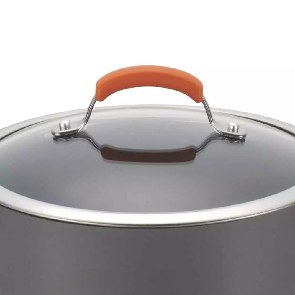 Classic Brights 5 qt. Hard-Anodized Aluminum Nonstick Saute Pan in Orange and Gray with Glass Lid by Rachael Ray 12 Classic Brights 5 qt. Hard-Anodized Aluminum Nonstick Saute Pan in Orange and Gray with Glass Lid by Rachael Ray - Image 10