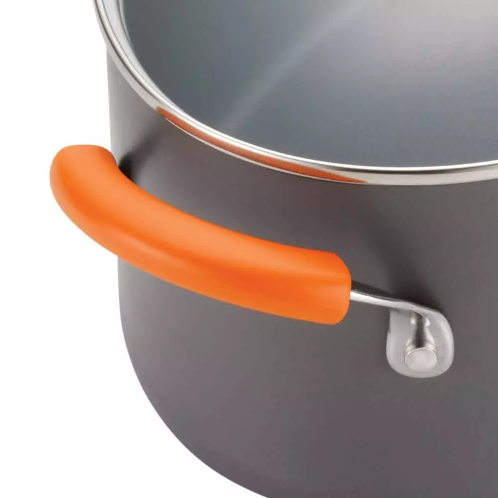 Classic Brights 5 qt. Hard-Anodized Aluminum Nonstick Saute Pan in Orange and Gray with Glass Lid by Rachael Ray 11 Classic Brights 5 qt. Hard-Anodized Aluminum Nonstick Saute Pan in Orange and Gray with Glass Lid by Rachael Ray - Image 9