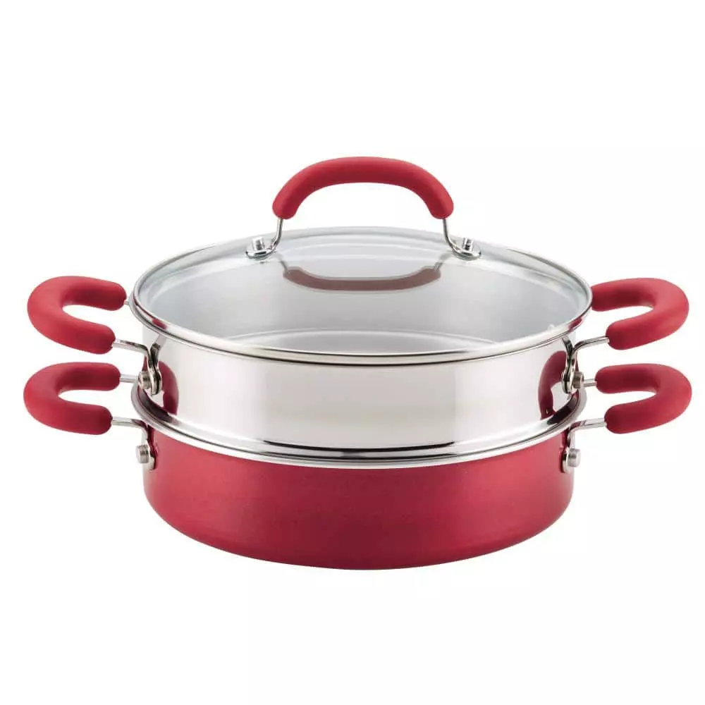 3 qt. Create Delicious Aluminum Nonstick Steam Set, Red Shimmer by Rachael Ray 3 3 qt. Create Delicious Aluminum Nonstick Steam Set, Red Shimmer by Rachael Ray