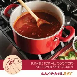 Create Delicious 6 qt. Aluminum Nonstick Stock Pot in Red Shimmer with Glass Lid by Rachael Ray -Cookware Sales Shop rachael ray stock pots 12164 fa 1000