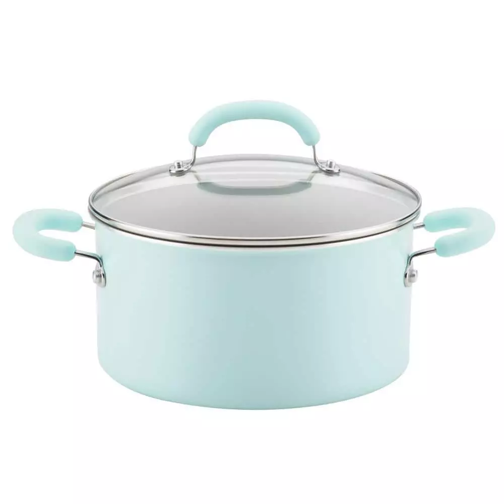 Create Delicious 6 qt. Aluminum Nonstick Stock Pot in Teal Shimmer with Glass Lid by Rachael Ray 3 Create Delicious 6 qt. Aluminum Nonstick Stock Pot in Teal Shimmer with Glass Lid by Rachael Ray