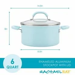 Create Delicious 6 qt. Aluminum Nonstick Stock Pot in Teal Shimmer with Glass Lid by Rachael Ray 12 Create Delicious 6 qt. Aluminum Nonstick Stock Pot in Teal Shimmer with Glass Lid by Rachael Ray -Cookware Sales Shop rachael ray stock pots 12165 c3 1000