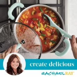 Create Delicious 6 qt. Aluminum Nonstick Stock Pot in Teal Shimmer with Glass Lid by Rachael Ray 16 Create Delicious 6 qt. Aluminum Nonstick Stock Pot in Teal Shimmer with Glass Lid by Rachael Ray -Cookware Sales Shop rachael ray stock pots 12165 fa 1000