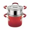 Classic Brights 3 qt. Aluminum Multi-Pot in Cranberry Red Gradient with Glass Lid by Rachael Ray 2 Classic Brights 3 qt. Aluminum Multi-Pot in Cranberry Red Gradient with Glass Lid by Rachael Ray -Cookware Sales Shop rachael ray stock pots 14484 64 1000