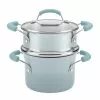 3 qt. Sky Blue Classic Brights Aluminum Steamer Insert Saucepot by Rachael Ray 2 3 qt. Sky Blue Classic Brights Aluminum Steamer Insert Saucepot by Rachael Ray -Cookware Sales Shop rachael ray stock pots 15060 64 1000