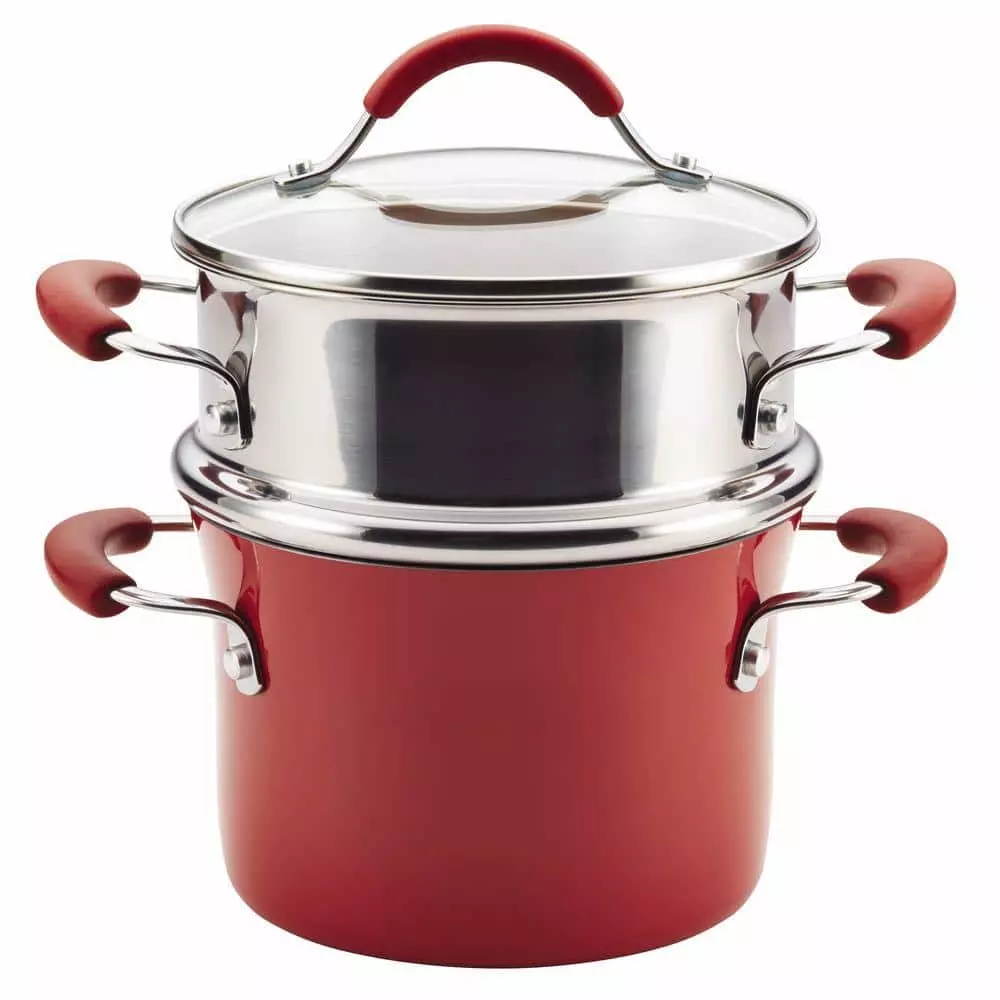 Cucina 3 Qt. Aluminum with Steamer by Rachael Ray 3 Cucina 3 Qt. Aluminum with Steamer by Rachael Ray