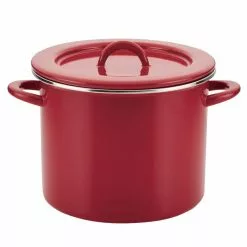 Create Delicious 12 qt. Steel Stock Pot in Red Shimmer with Lid by Rachael Ray