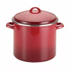 Classic Brights 12 qt. Steel Stock Pot in Red with Lid by Rachael Ray