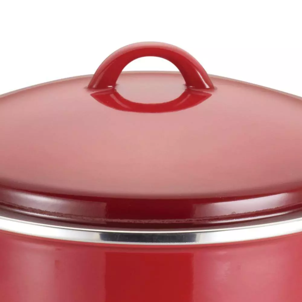 Classic Brights 12 qt. Steel Stock Pot in Red with Lid by Rachael Ray 4 Classic Brights 12 qt. Steel Stock Pot in Red with Lid by Rachael Ray - Image 2